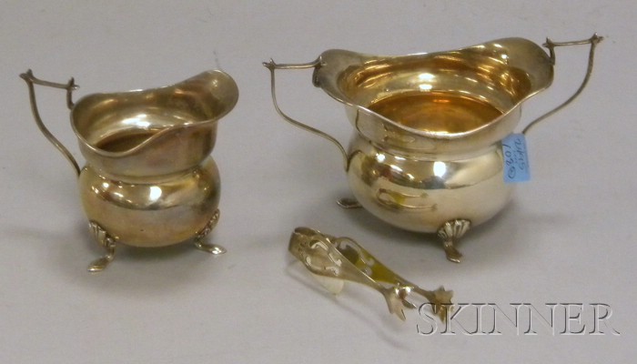 Appraisal: English Sterling Creamer and Open Sugar with a Pair of