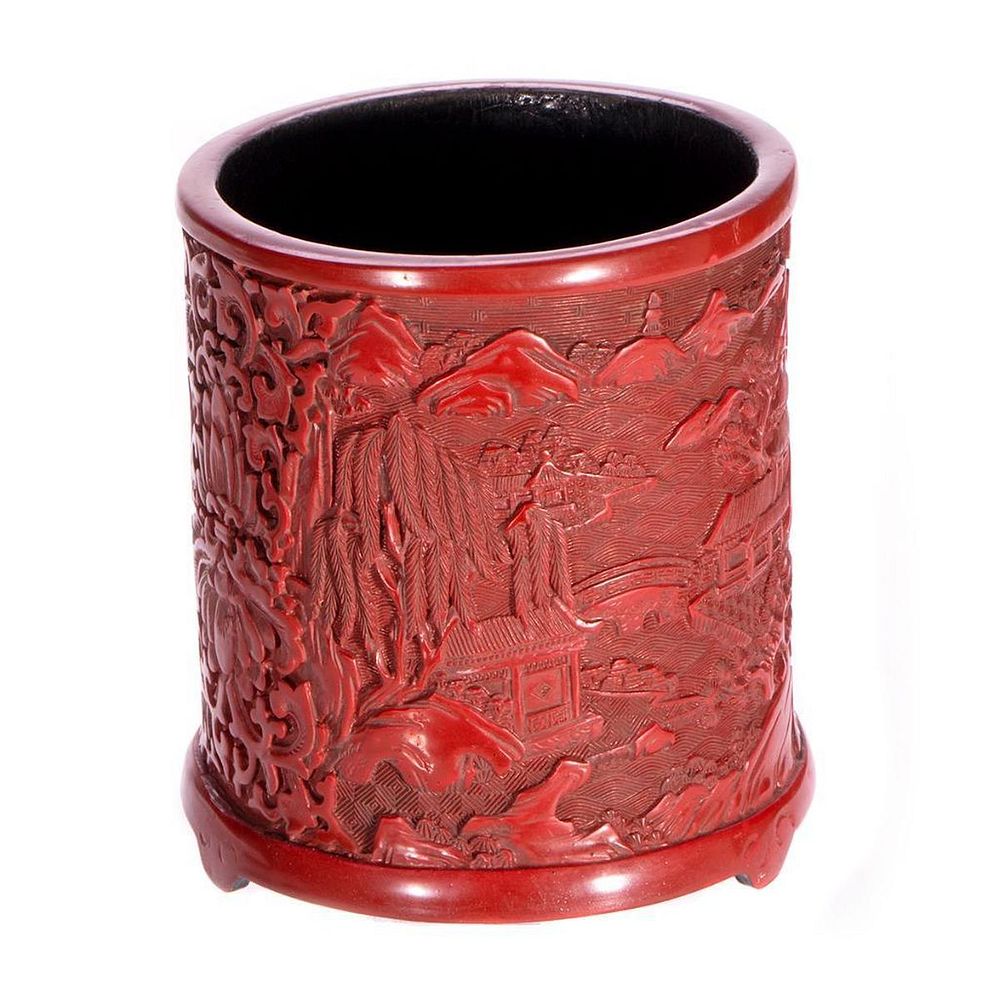 Appraisal: A Chinese cinnabar vase A Chinese red lacquer cinnabar vase