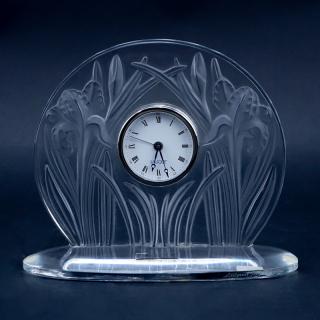 Appraisal: Lalique Iris Crystal Clock Signed lower and has original sticker