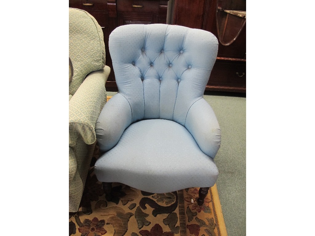 Appraisal: Liberty' Victorian style upholstered buttonback chair