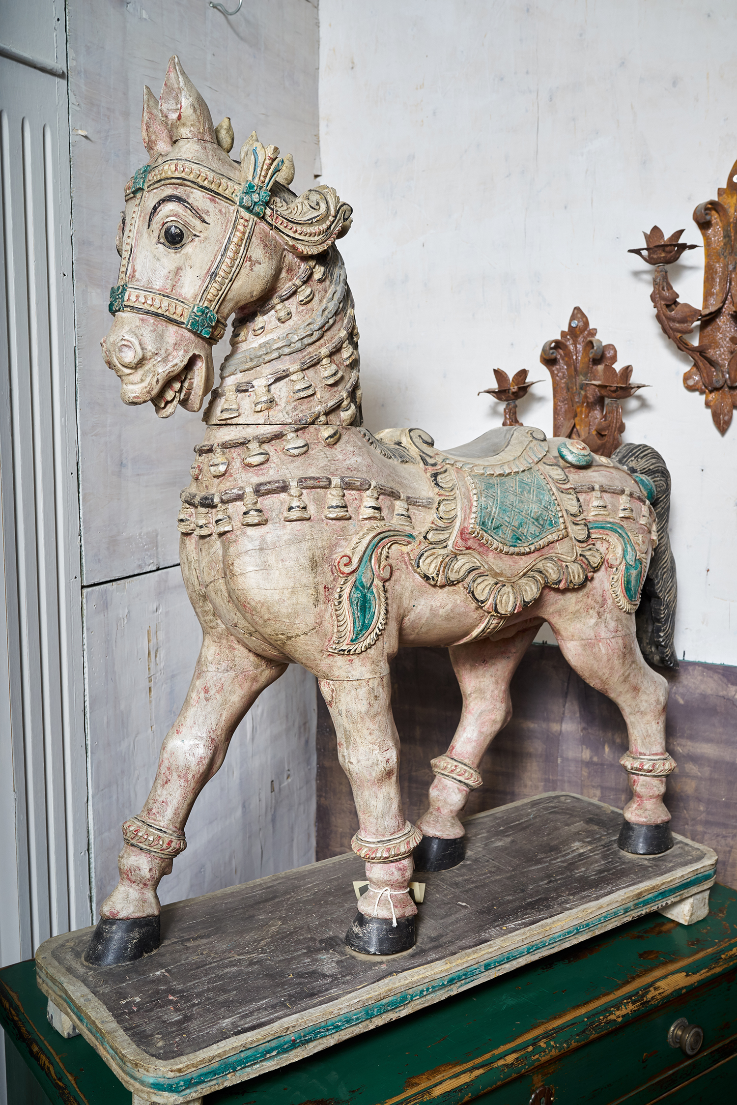 Appraisal: A th CENTURY INDIAN CEREMONIAL HORSE Hand painted polychrome finish