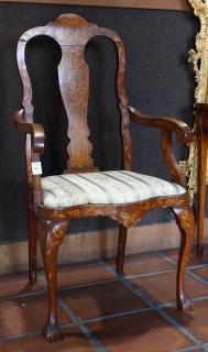 Appraisal: Dutch marquetry inlaid arm chair Dutch marquetry inlaid arm chair