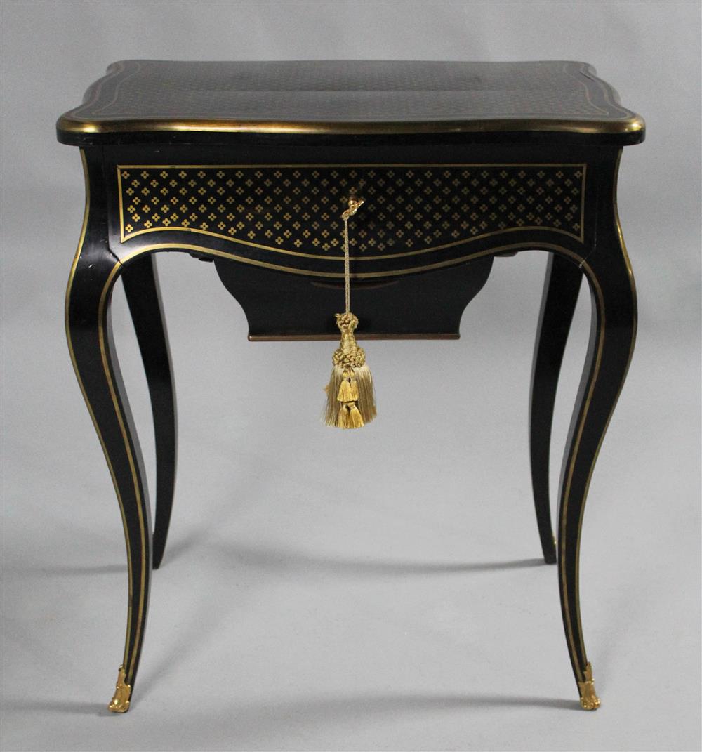 Appraisal: NAPOLEON III CHARLES GUILLAUME DIEHL BRASS INLAID EBONIZED DRESSING TABLE