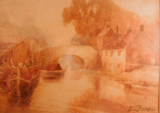 Appraisal: Exxx Birkin By the Canal watercolour signed x