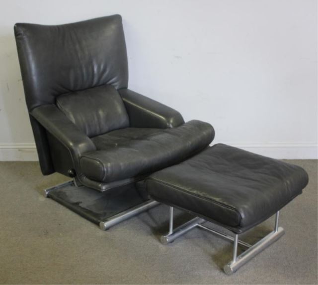 Appraisal: Modern Rolf Benz Leather Lounge Chair and Ottoman Labeled with