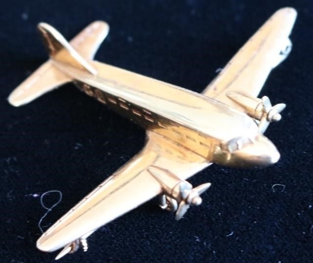 Appraisal: KT GOLD CARTIER AIRPLANE PIN DWT SIGNEDON WING X DWT