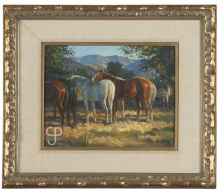 Appraisal: Nicholas S Firfires Three horses on a tie-line signed and