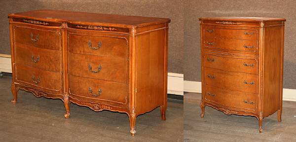 Appraisal: A Rococo style walnut bedroom suite mid th century