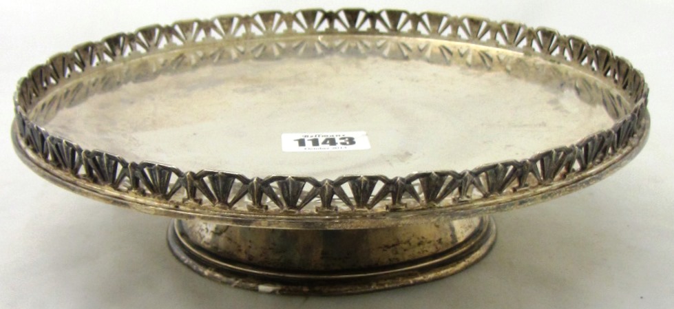 Appraisal: A silver pedestal dish the gallery pierced in an Art