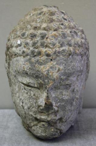 Appraisal: Antique Vintage Asian Carved Stone Buddha Head Good weight From