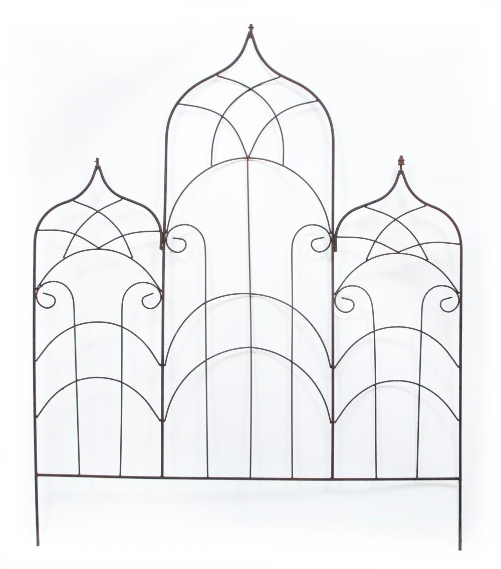 Appraisal: Painted Iron Garden Trellis sections gothicized arches each section h