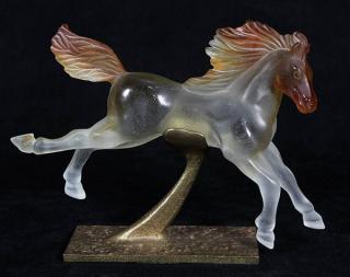 Appraisal: Daum Daum France pate da verre stallion depicted in motion