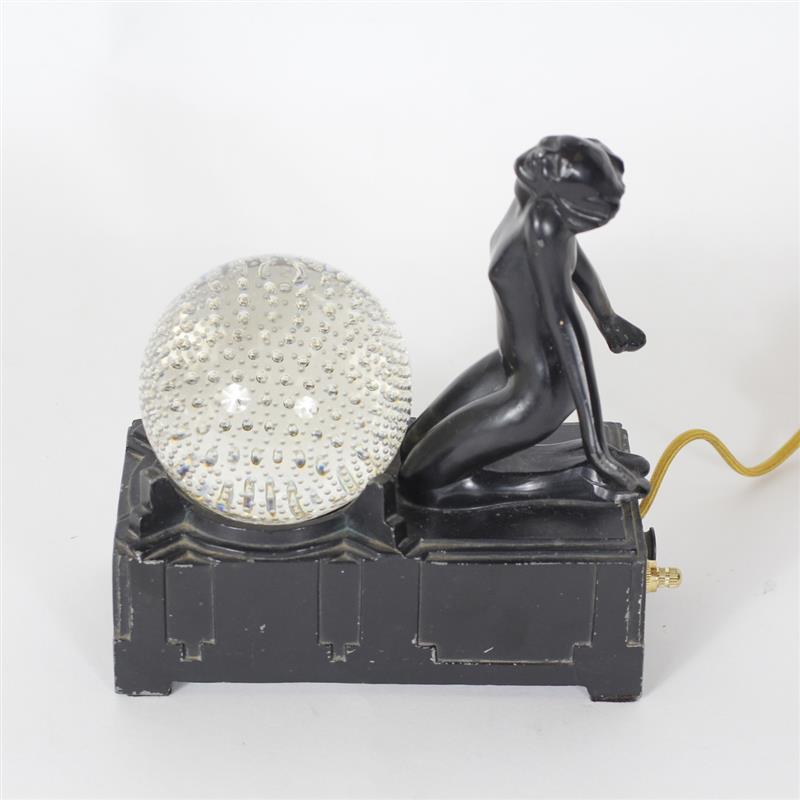 Appraisal: Frankart figural nude Art Deco table lamp with clear glass