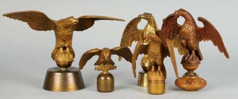 Appraisal: Lot of Brass Eagle Flag Toppers Condition Excellent Size Largest