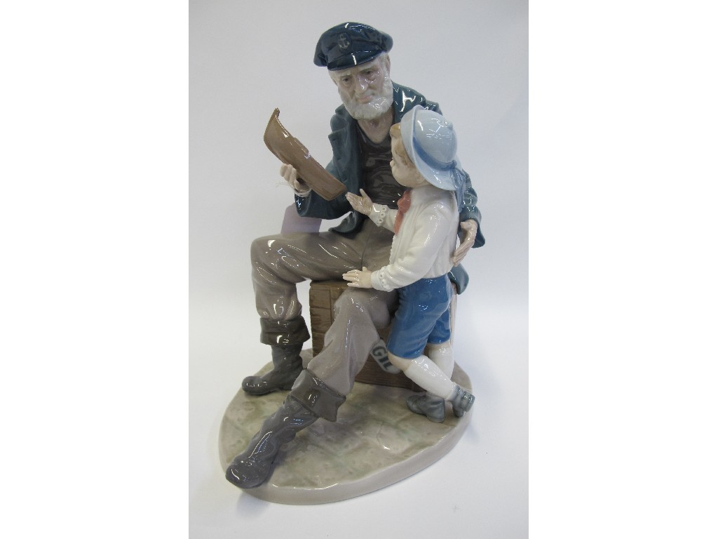 Appraisal: Lladro group of a grandfather and grandson with toy boat