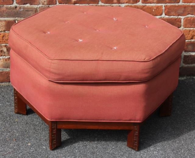 Appraisal: Midcentury Frank Lloyd Wright Hexagonal Ottoman Upholstered Frank Lloyd Wright