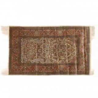 Appraisal: Hereke Souf Prayer Rug silk and metal mixed weave the