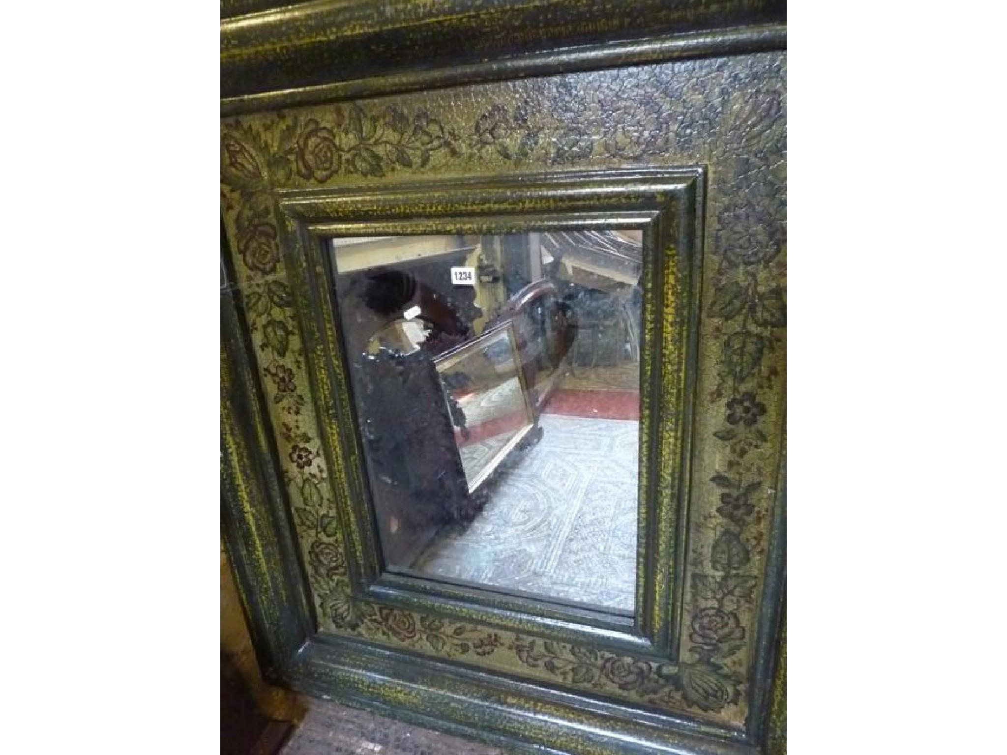 Appraisal: A large contemporary wall mirror of rectangular form with cushion