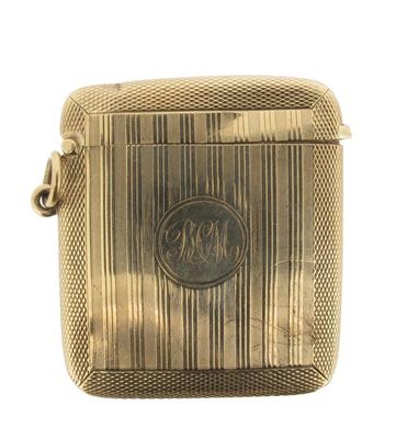 Appraisal: A ct gold rectangular vesta case by Asprey Co Chester