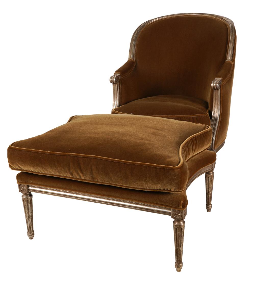 Appraisal: LOUIS XVI-STYLE DUCHESSE BRISEEmodern covered with brown velvet the chair