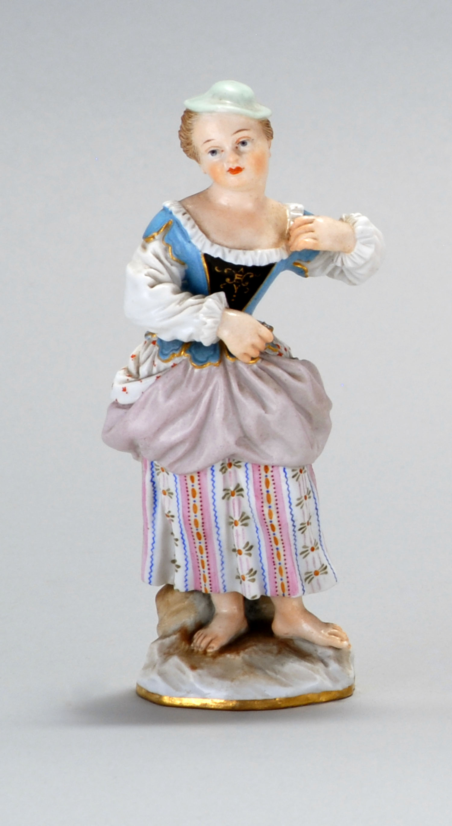 Appraisal: DRESDEN PORCELAIN FIGURE th CenturyA young woman in a blue