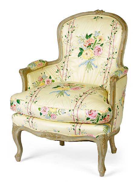 Appraisal: A Louis XV style beechwood fauteuil height in width in