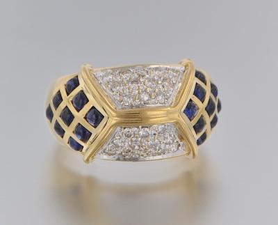 Appraisal: A Ladies' Diamond and Sapphire Ring k yellow gold ring