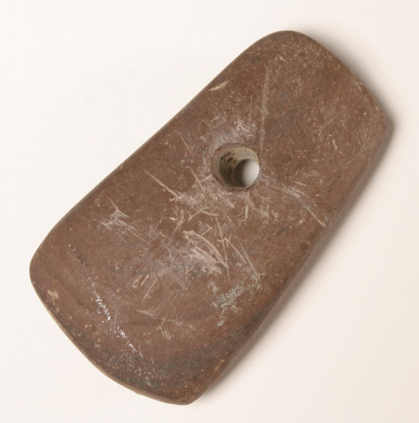 Appraisal: Banded slate pendant from IN thick long Artifacts in this