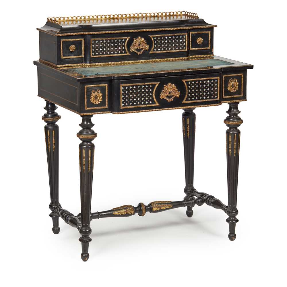 Appraisal: LOUIS PHILIPPE EBONISED MOTHER-OF-PEARL AND GILT METAL MOUNTED BONHEUR DU