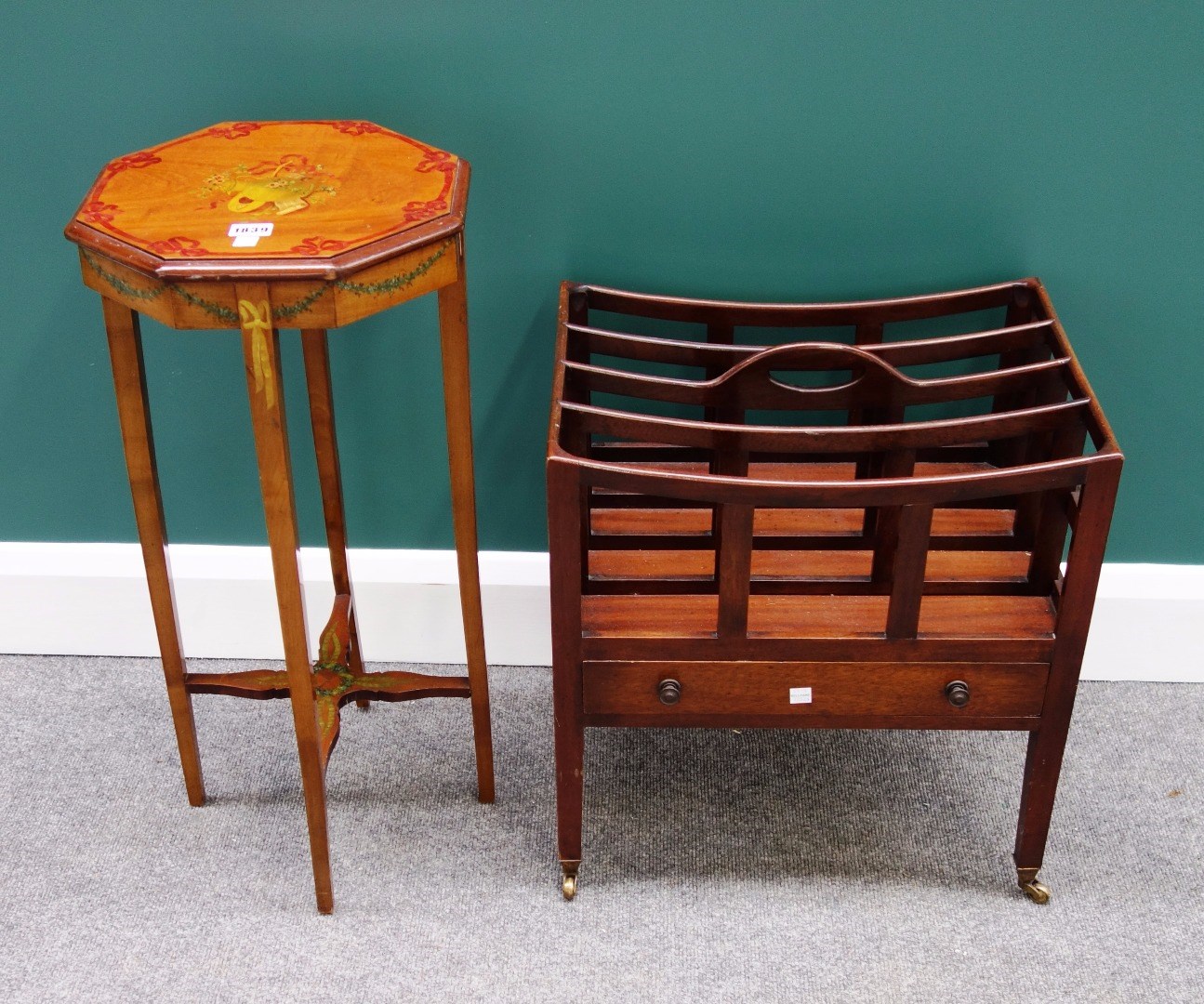 Appraisal: An Edwardian painted satinwood octagonal occasional table cm wide together