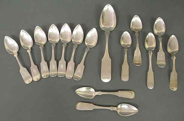 Appraisal: E Lownes coin silver spoon l and fourteen misc coin