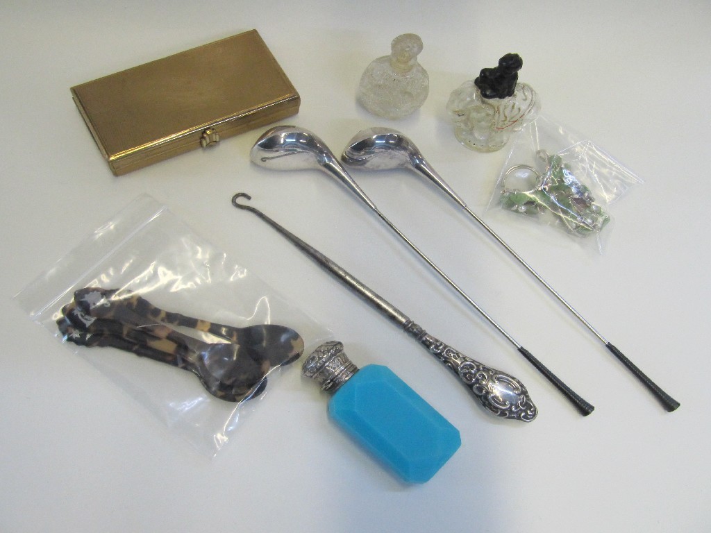 Appraisal: Lot comprising scent bottles compact tortoiseshell spoons etc