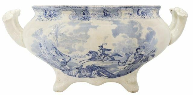 Appraisal: Scarce English Staffordshire soup tureen in the Texian Campaigne pattern