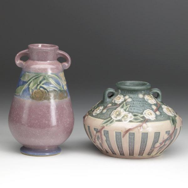 Appraisal: ROSEVILLE Pink Baneda vase and pink Cherry Blossom vase Each