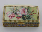 Appraisal: A Russian silver-gilt and cloisonne enamel snuff box by Maria