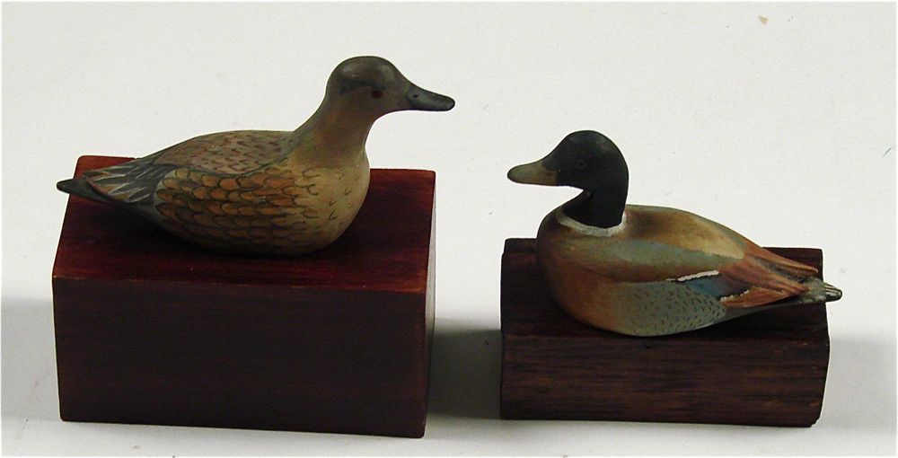 Appraisal: TWO MINIATURE DUCKS By A M Ransoen of Cotuit Massachusetts