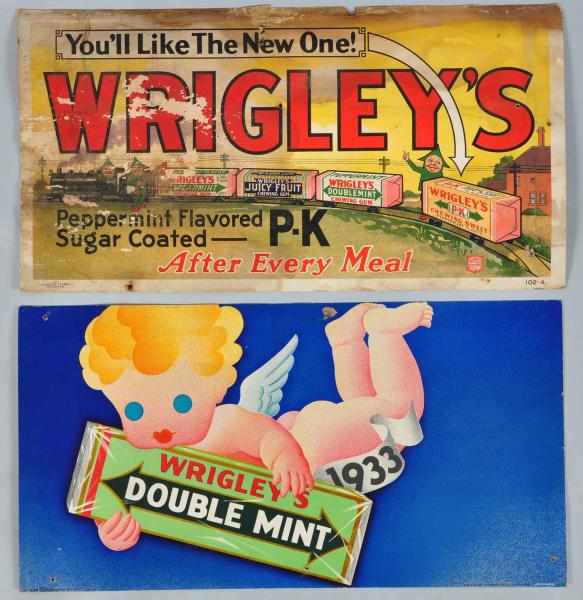 Appraisal: Lot of Cardboard Wrigley's Gum Trolley Signs Description Circa s