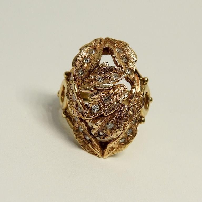 Appraisal: Vintage K Rose Gold Diamond Cocktail Ring Unknown th Century