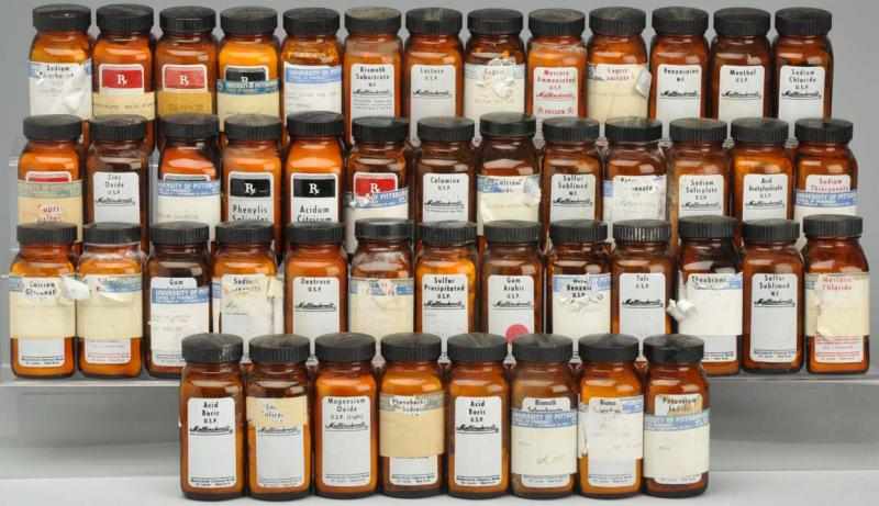 Appraisal: Lot of Pharmacy Labeled Amber Bottles From the University of