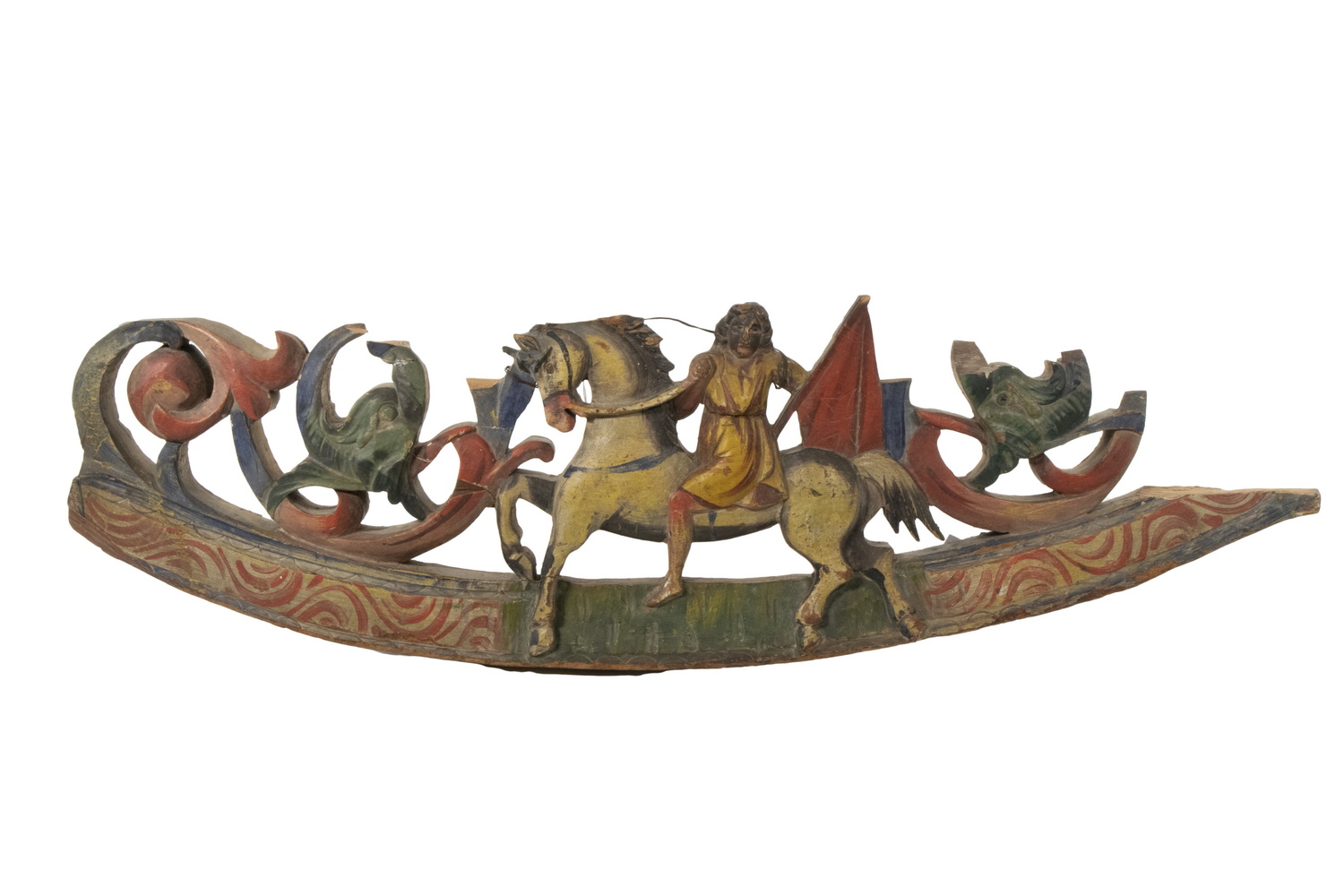 Appraisal: FRAGMENT FROM SICILIAN WEDDING CART Carved and Painted Wedding Cart