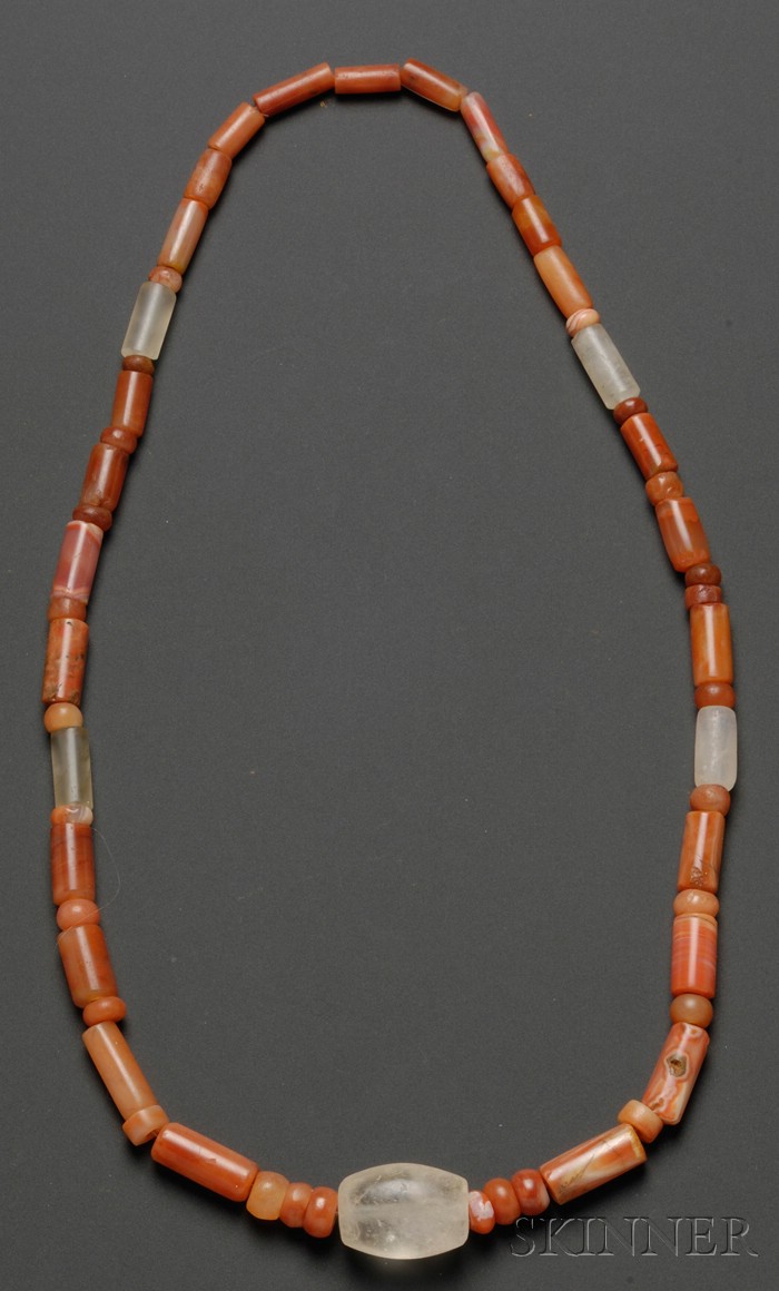 Appraisal: Pre-Columbian Rock Crystal and Carnelian Necklace Tairona c - A