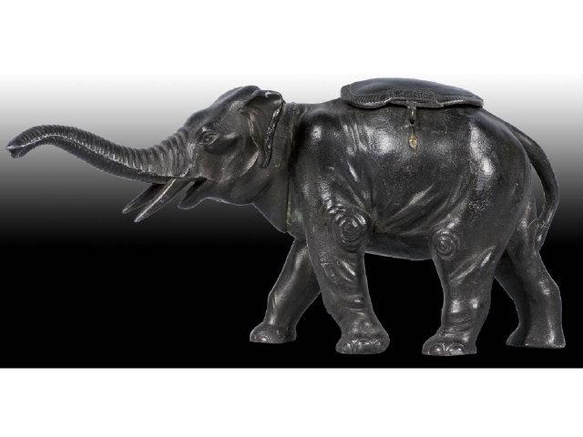 Appraisal: German White Metal Elephant Still Bank Description Missing lock Condition