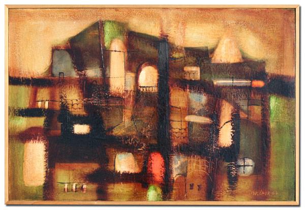 Appraisal: SINCLAIR Alfredo Panama - Abstract Cityscape Villas Mixed Media Oil