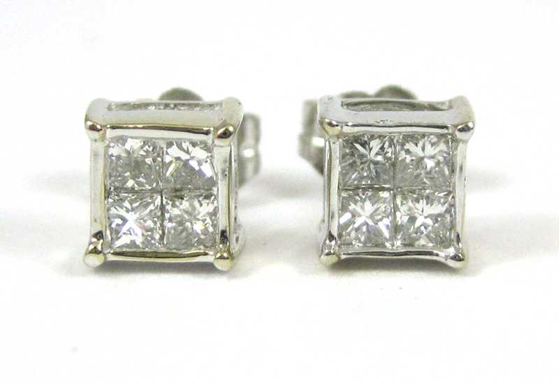 Appraisal: PAIR OF DIAMOND AND WHITE GOLD EAR STUDS each k