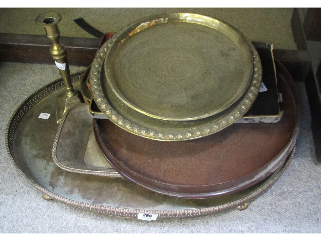 Appraisal: A th Century plated oval tea tray the pierced gallery