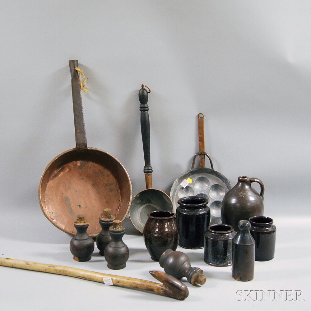 Appraisal: Group of Miscellaneous Wood Metal and Pottery Items three copper