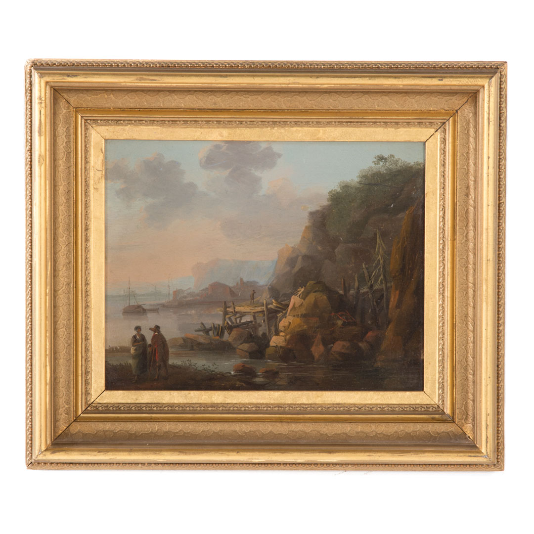 Appraisal: Dutch School Figures on a Rocky Coastline oil th century