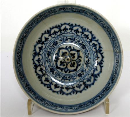 Appraisal: CHINESE BLUE PAINTED BOWL IN THE MING STYLE with bands