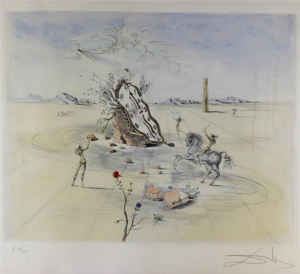 Appraisal: SALVADOR DALI SPANISH - COSMIC HORSEMAN Print x in sight