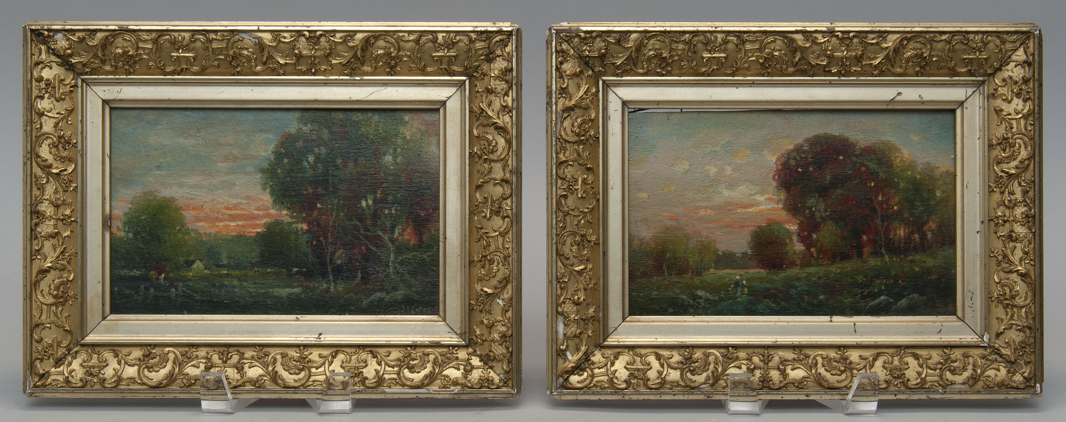 Appraisal: J F BURNSNew York th CenturyPair of autumn landscapes with